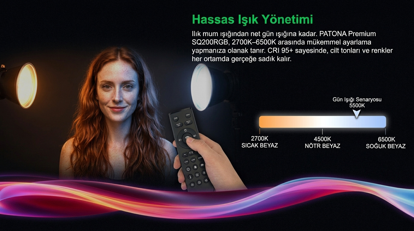 PATONA Premium SQ200RGB hassas ışık yönetimi