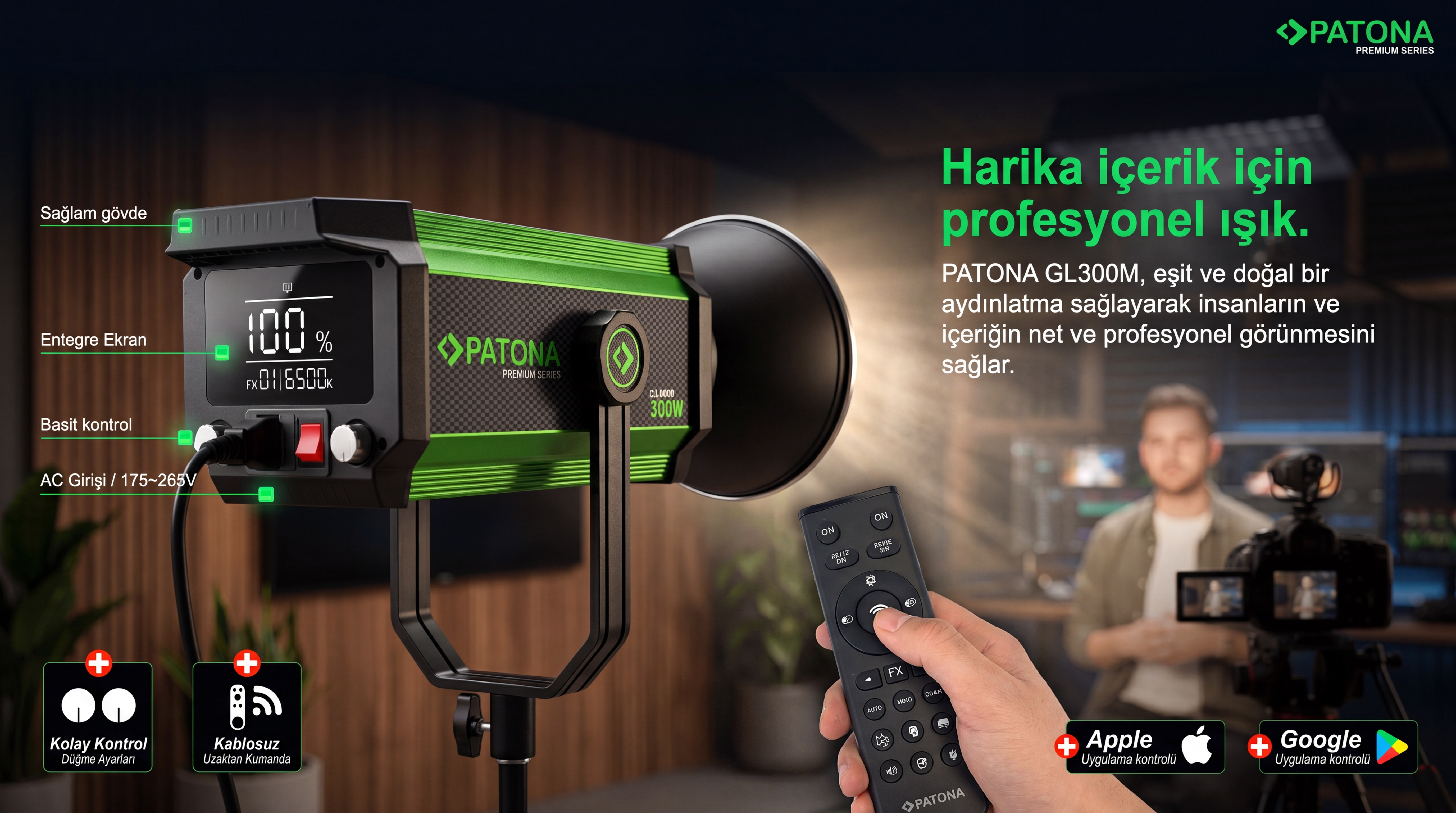 PATONA GL300M profesyonel ışık kontrolü